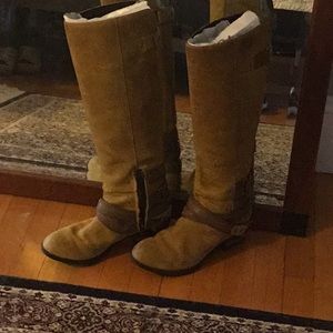 Buckled tall suede boots